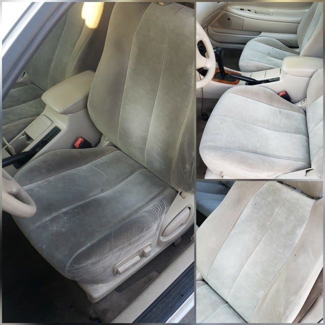 dirty car seat cleaning before and after