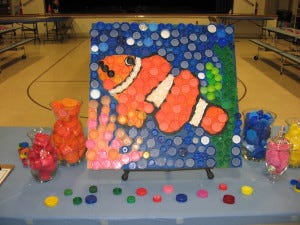 A Clown Fish, a Narwhal and a Dolphin were large art pieces created by the fourth-grade students at Evans Elementary School in Marlton using bottle caps. The pieces were auctioned-off to raise money for the Bottle Caps 4 Books program.