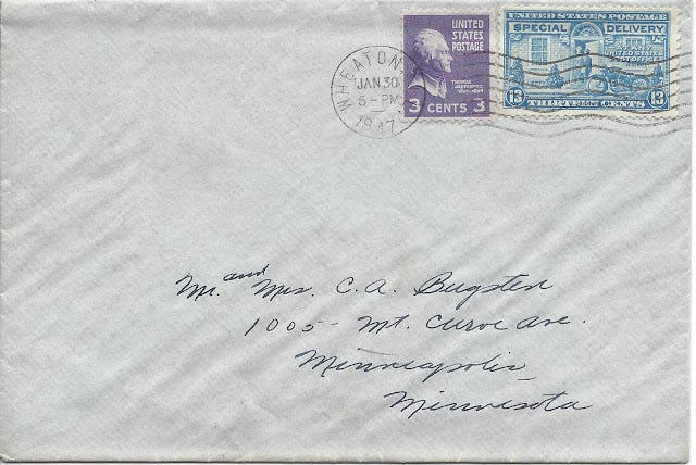 Letter with Special Delivery stamp
