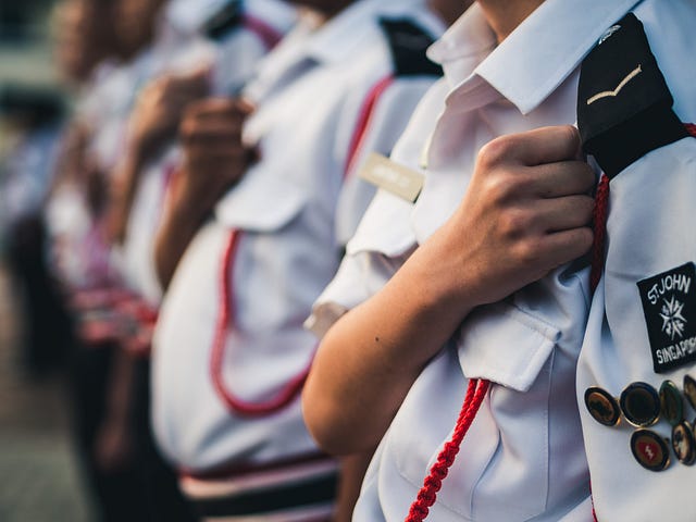 police cadets standing together in formation