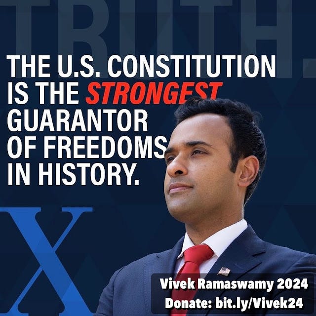 Vivek Ramaswamy 2024 — X — The U.S. constitution is the strongest guarantor of freedom in history