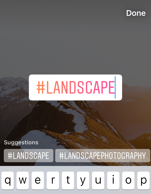 Adding hashtag to Instagram story