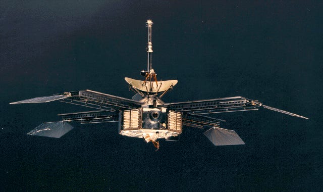 The Mariner spacecraft depicted against a black background