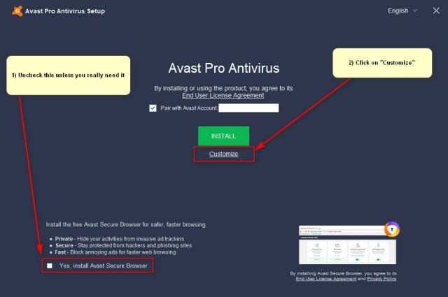 Installing Avast Antivirus