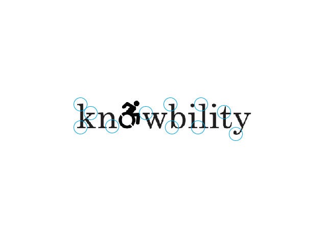 Knowbility logo altered to emphasize the strong serifs in the font