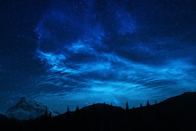 Blue Northern Lights embellish the night