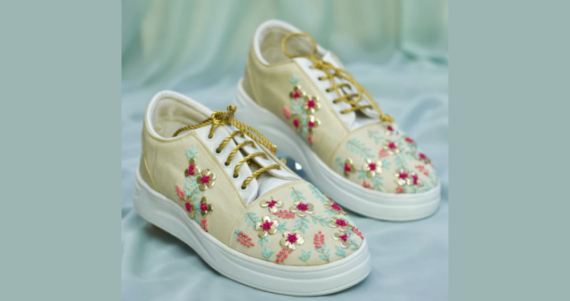 embellished sneakers for bride