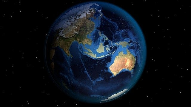 Earth globe showing Australia side