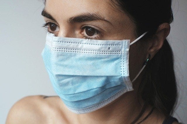 Girl wearing clean and safe mask to prevent from Covid-19, Woman wearing face mask, woman wearing mask to avoid covid-19 transmission