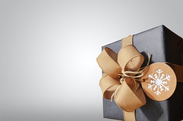 Stock photo of a gift-wrapped box.
