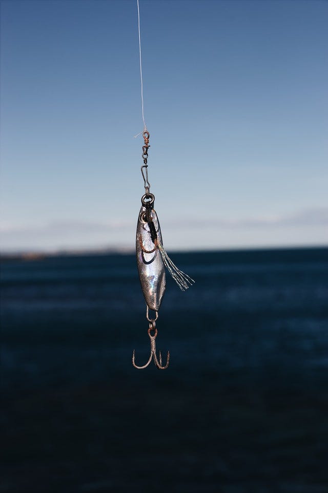 silver weighted fishing hook