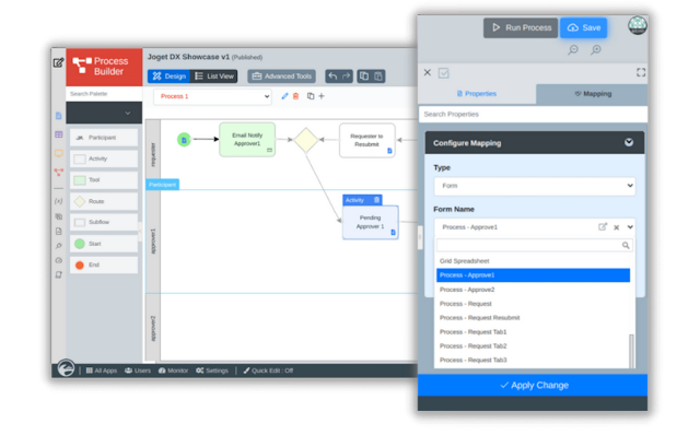 JOGET DX 8 a low code application platform: Integrated Process Builder Design and Mapping