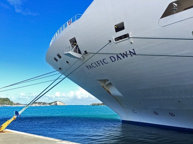 Pacific Dawn cruise ship, docked.