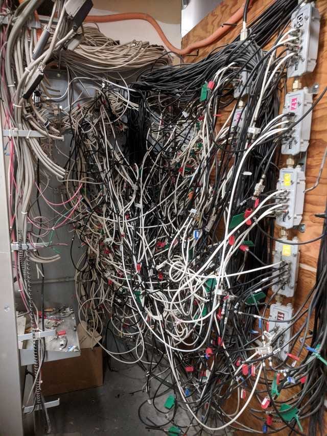 Photo of many cables entangled together