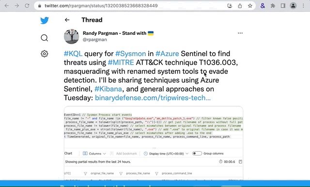 An animated gif showing how to right-click on an Attack technique ID to hyperlink to it.