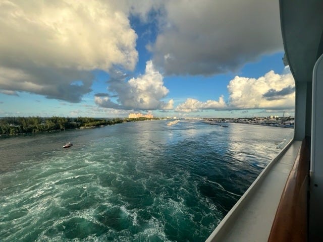 Picture author took as the ship was departing from the Bahamas