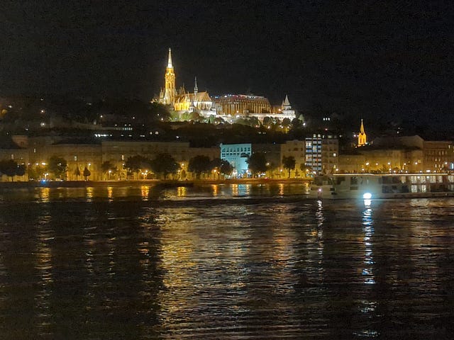 photo of Danube and Budapest at night by author