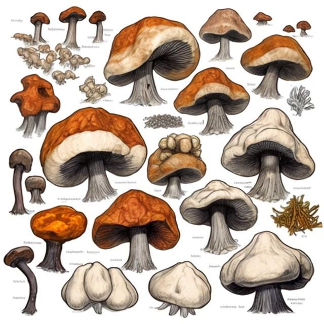 Mushroom images generated by AI.