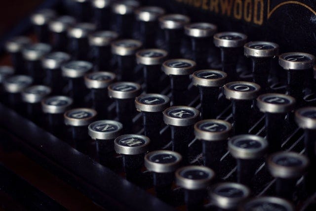 Keys on vintage typewriter
