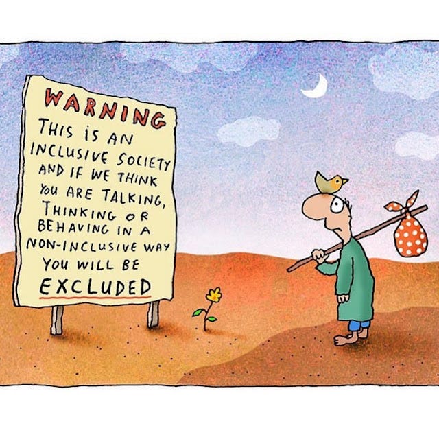 Michale Leunig’s cartoon captures the paradox on inclusion in a non-inclusive society