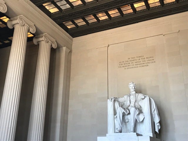 Close-up of Lincoln Memorial.