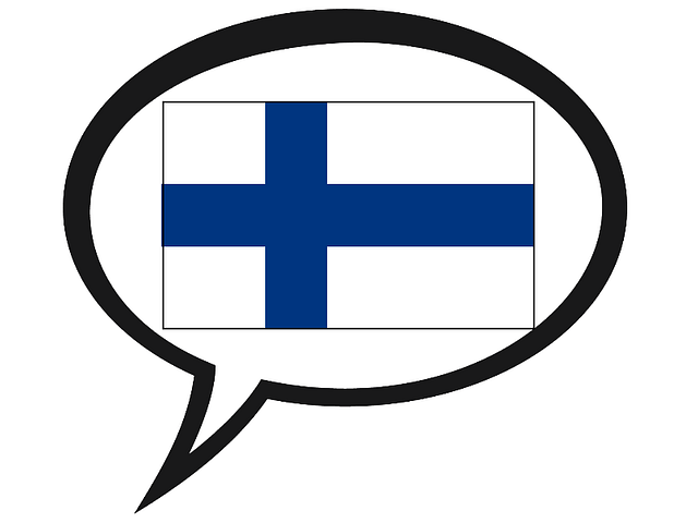 Text globe with the Finnish flag inside.