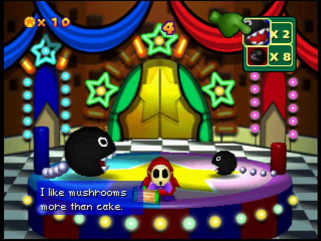 Big Chain Chomp says, “I like mushrooms more than cake.”