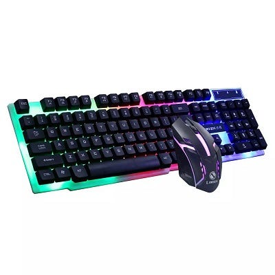 GTX300 Colorful LED Illuminated Backlight Ergonomic Gaming Keyboard USB Wired limeide with Mouse