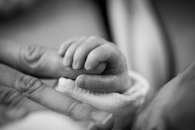 image of a baby holding a finger