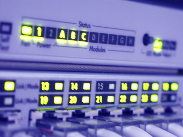 Image shows front panel of a networking device