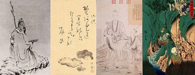 Depictions of reishi mushroom in ancient Japanese artwork.