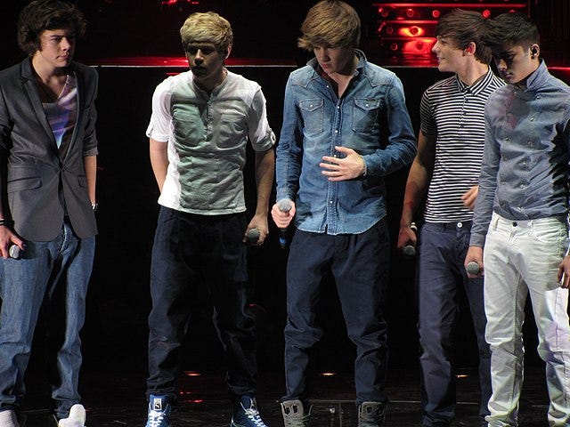 One Direction: Harry, Niall, Liam, Louis, Zayn on the X Factor stage