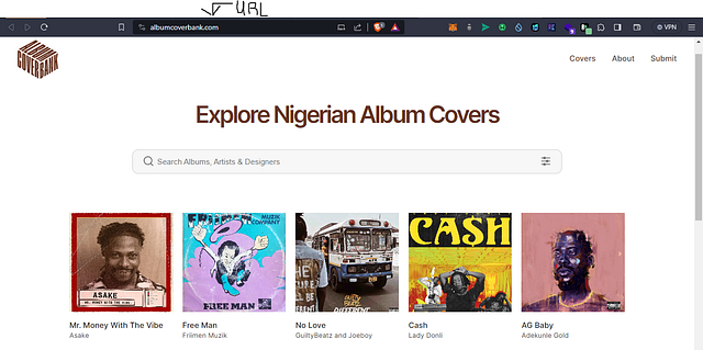 screenshot of a website — albumcoverbank