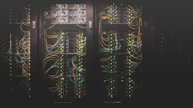 A server rack. Photo by Taylor Vick.