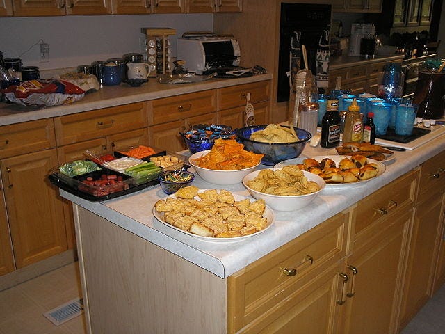Various party food laid out