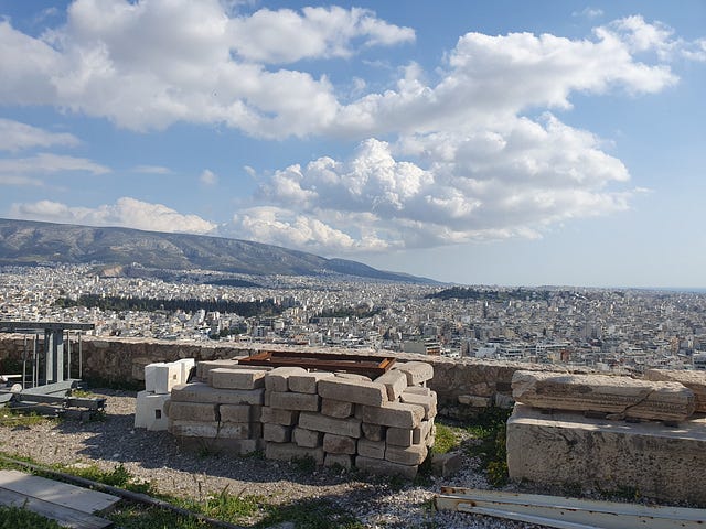 Rooftop panoramic view of Athens