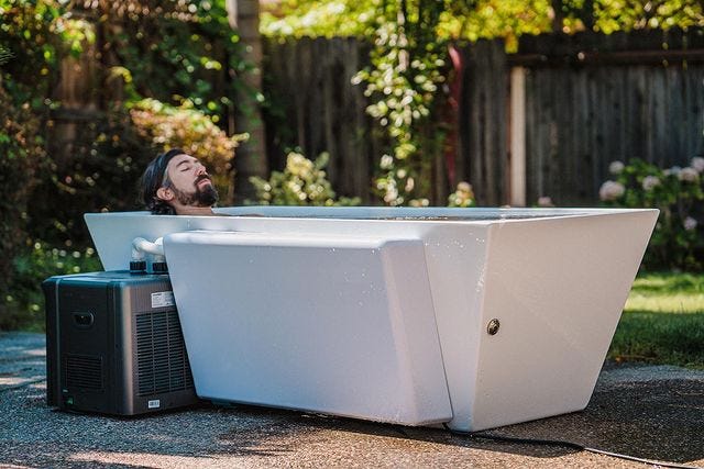 guy in a cold plunge