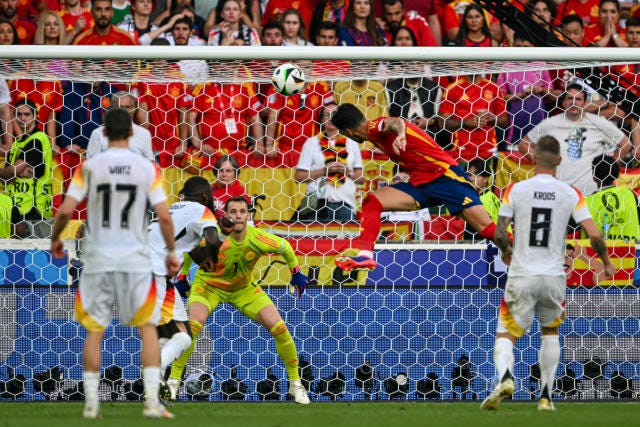 photo of Spanish player scoring goal against Germany