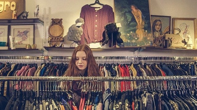 Girl shopping for clothes
