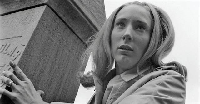 Barbara in the graveyard from Night of the Living Dead (1968)