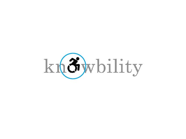 Knowbility logo altered to emphasize the Accessible Icon replacing the “o”.