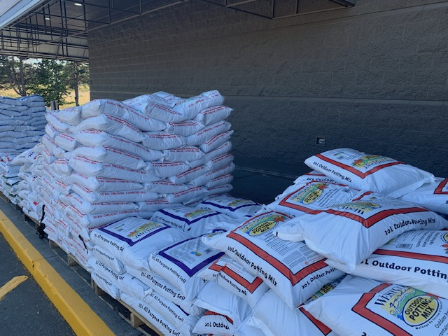 Bags of soil at a supermarket in Canada