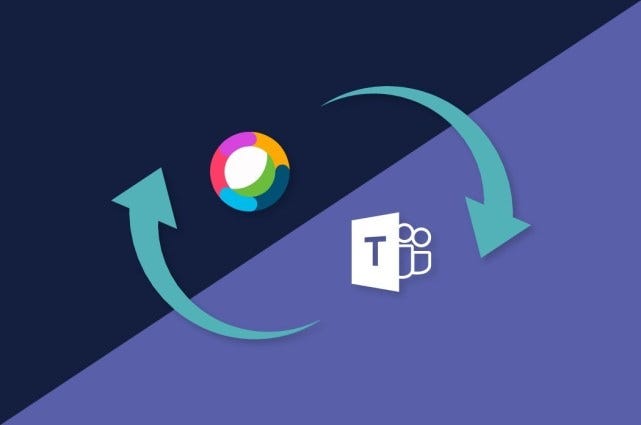 Image showing switching or syncing Cisco Webex and Microsoft Teams