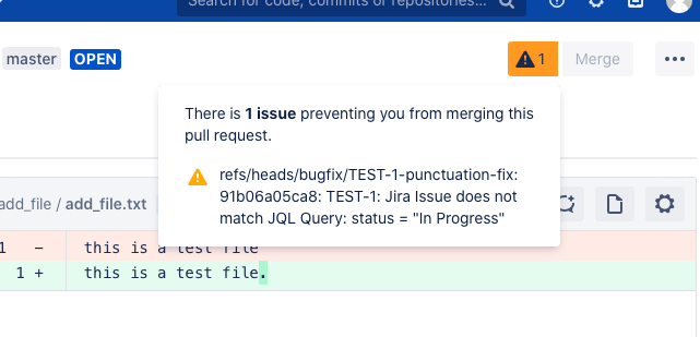 Bitbucket merge check failure notification