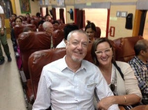 Trish and I on the train from Agra