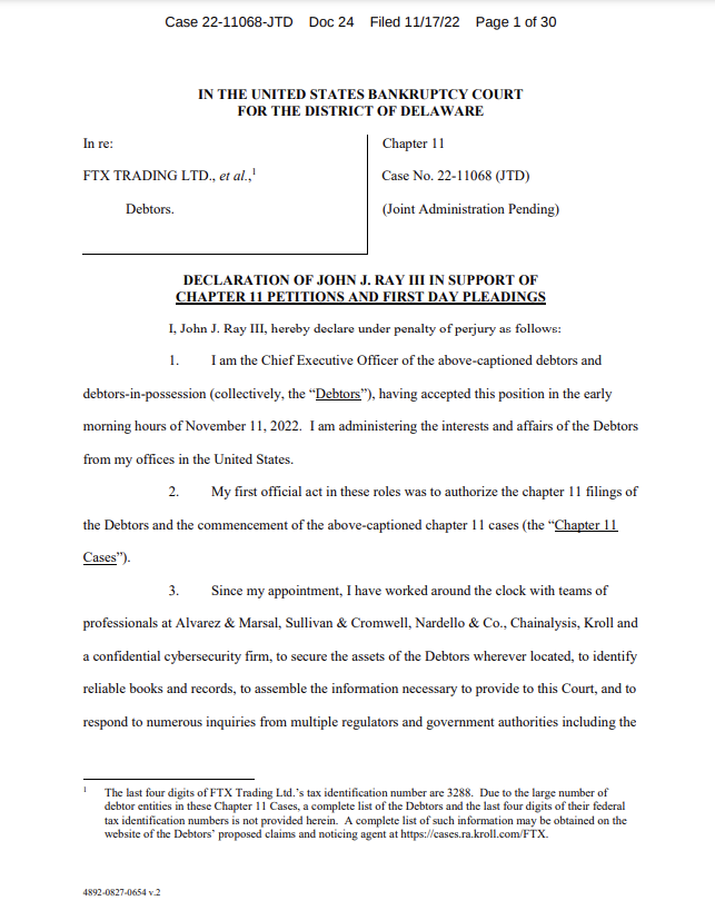 FTX bankruptcy excerpt