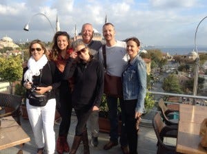 Kevin gill and all my girls at the roof top garden in the hotel
