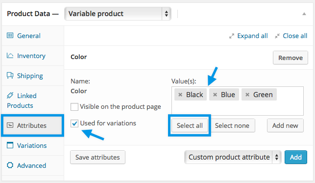 WooCommerce product variations