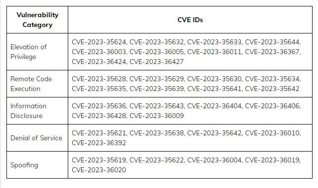 CVE IDs mapped to these vulnerability types