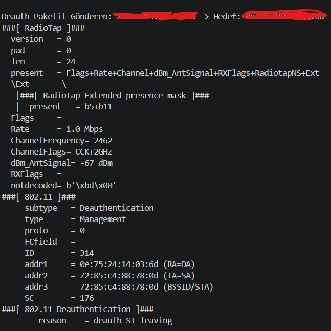 Scapy ile DeauthPacketDetector Pojesi